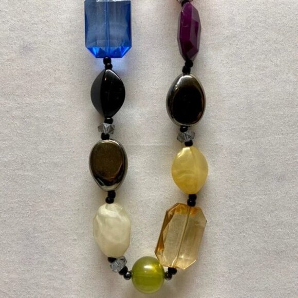 MKM Designs Fashion Necklace Faceted Plastic Beaded Multicolor 34" Boho NWT - Picture 10 of 15